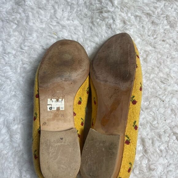 Zalo Vintage Zalo Yellow & Red Rose Needlepoint sleep on  Flats size 10 - Picture 10 of 13